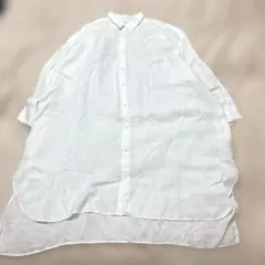 a+koloni リネン100% ロングシャツ ホワイト フリーサイズ - メルカリ