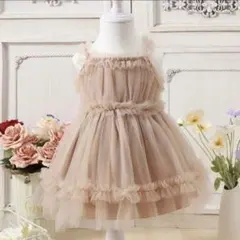 チュール　ワンピース　ベージュ　12-18M (80-86 cm)