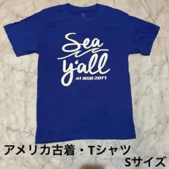 【ヴィンテージ】アメリカ古着 企業 青 海 Sサイズ