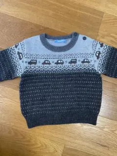 専用【美品】ファミリアfamiliar 90 車　グレー　セーター ニット　刺繍