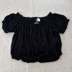 【タグ付き】DIVIDED H&M ブラック 半袖 オフショルダー トップス Mのサムネイル
