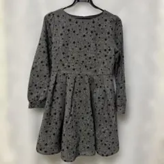 【アースミュージック&エコロジー】グレー 花柄　長袖ワンピース　サイズM