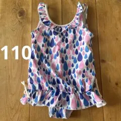 水滴柄フリル付き水着 110サイズ
