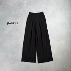 ジーナシス　厚手　タック入りワイドパンツ　ブラック　F