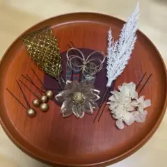 在庫限り！髪飾りセット 成人式 卒業式 和装 ゴールド　浴衣　祭り　0606