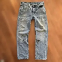 リーバイス ジャパン企画 汚れ加工 ライトブルーデニム W32