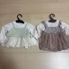 プティマイン Tシャツ カットソー チュール 花柄 ビスチェ 80