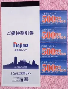 （株）ノジマ 株主優待券　10％割引券10枚　来店ポイント2000円分