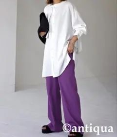 antiquaセルフカット可！リブパンツ