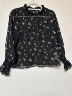 WEGO ウィゴー 花柄シフォンブラウス シアーシャツ 黒のサムネイル