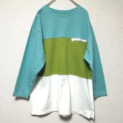 ˖ ࣪⊹長袖カットソー メンズ トップス ゆったり ライトブルー 胸元チャック