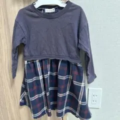 branshes 100cm 長袖ワンピース チェック柄