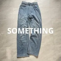 SOMETHING デニムパンツ W58 ハイウエスト ストレート ライトブルー