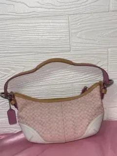 RARE COACH Signature ピンク hobo ショルダーバッグ