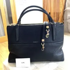 コーチ　トートバッグ　ハンドバッグ　2way A4対応　シボ革　黒
