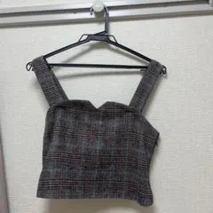 チェック柄 ストラップ付きビスチェ