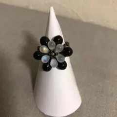 ハンドメイド　フラワー　ビーズリング