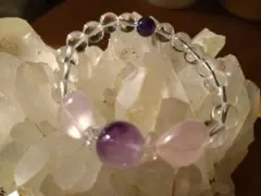 アメジスト・スターローズクォーツ・水晶　天然石ブレスレッド