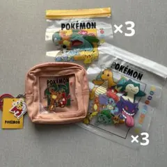 Pokémon ポーチ　3coins ヒトカゲ　リザードン　おまけジップバッグ