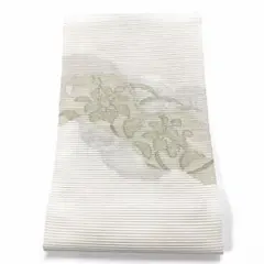 未着用　夏用　羅　名古屋帯　松葉仕立て　萩　芝草　白地　着物　052b 未着用 夏用 羅 名古屋帯 松葉仕立て 萩 芝草 白地 着物 052b - メルカリ