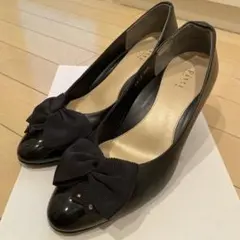 【23.5cm】Pitti ブラック リボンパンプス ヒール4.5cm