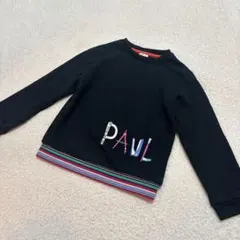 ポールスミスジュニア トレーナー 裏毛 カラフル ボーダー 黒 ロゴ