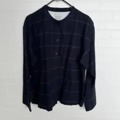 無印良品　長袖シャツ　Lサイズ　ネイビー　チェック