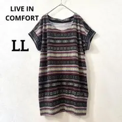LIVE IN COMFORT フェリシモ　総柄 チュニック ワンピース LLのサムネイル