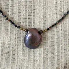 超美品☆高級バロック淡水パール（ピーコック入り）☆素敵なヘマタイトネックレス