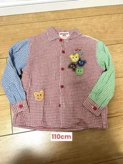 希少　MIKIHOUSE チェック柄シャツ 110cm レトロベア