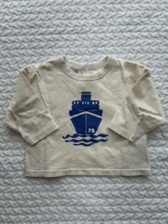 プチバトー　船プリント オーガニックコットン 長袖カットソー 12m/74㎝