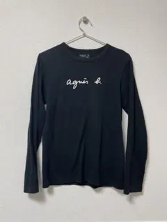 【agnes b.】長袖Tシャツ ブラック 胸ロゴ カットソー
