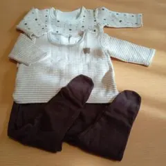 ​西松屋 ベビー 肌着 3点セット 70cm 長袖 キルト あったか上下セット