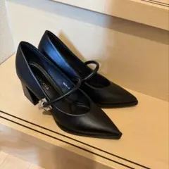 厚底　ローファー　パンプス　ブラック　ローヒール22.5 黒