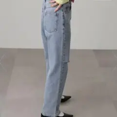 FREE'S MART ニーカットストレートデニムパンツ　ダメージ加工