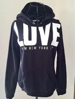 H&M パーカー LOVEロゴ ブラック フーディ 170 レディースM