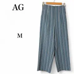 【エージー】 ガウチョパンツ ワイド イージーパンツ ストライプ ウエストゴム