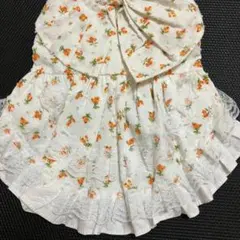 犬用花柄フリルドレス ホワイトオレンジ