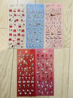 【正規品】ピーナッツステッカー　スヌーピー　5枚セット