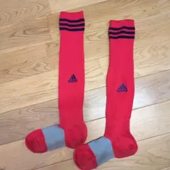 adidas サッカー ソックス レッド×マークネイビー