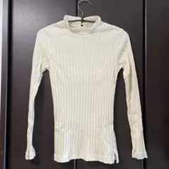 Samansa Mos2 ハイネック リブカットソー　アイボリー