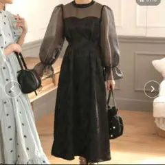 【forksy.】 オーガンジー切替 フラワージャガード Aラインドレス 結婚式