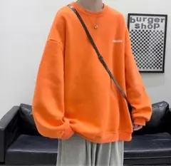 ワンポイントロゴスウェットトレーナー M オレンジ ユニセックス 裏起毛 新品