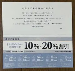 Jネットレンタカー 割引券 10%・20%