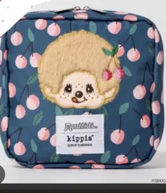 新品 モンチッチ×kippis コスメ＆ガジェットポーチ 人気のネイビー