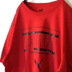 プーマ PUMA ロゴ Tシャツ L レッド 赤 古着