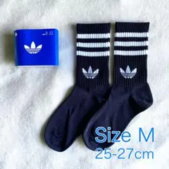【新品】アディダス クルーソックス M 25-27cm ブラック×ホワイト