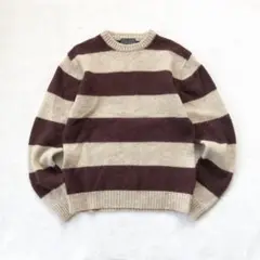 AUTHENTIC AND FINE 長袖ニット M ベージュ ブラウン ボーダ
