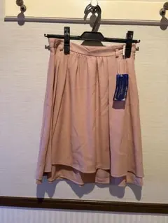 未使用 ピンク フレアスカート 膝丈w61
