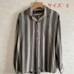 RAGEBLUEレイジブルーストライプ柄 長袖シャツ グレー ベージュSサイズ